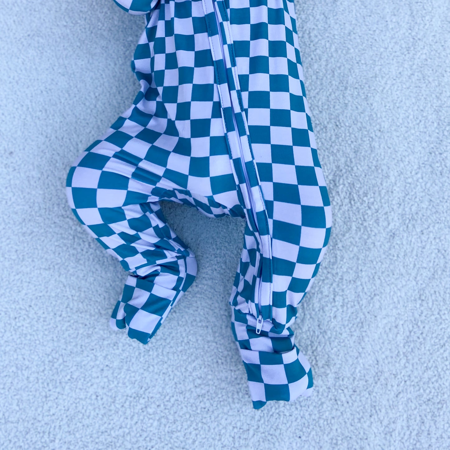 Teal Check Modal Zipper Pajamas (TAT 2-4 Business Days)