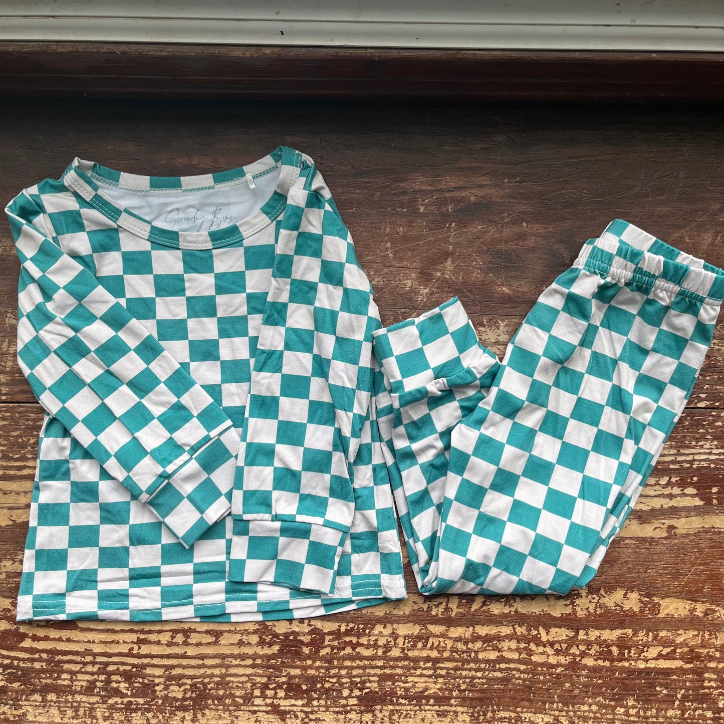 Teal Check Modal 2-Piece Pajamas (TAT 2-4 Business Days)